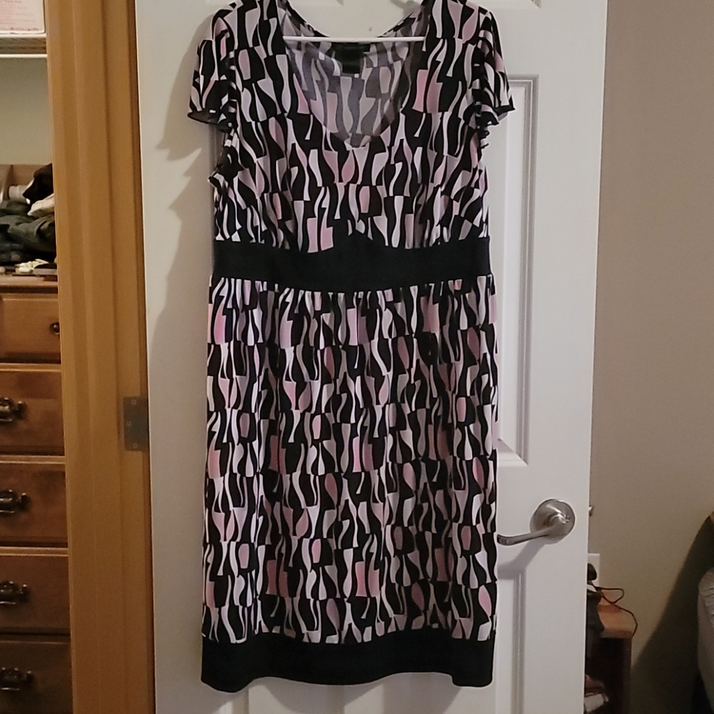 Patterned Black, White and Pink dress